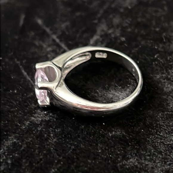 Sterling 925 ATI Promise Ting Pink Square Asher cut  Stone ring 8.25 - Picture 2 of 8